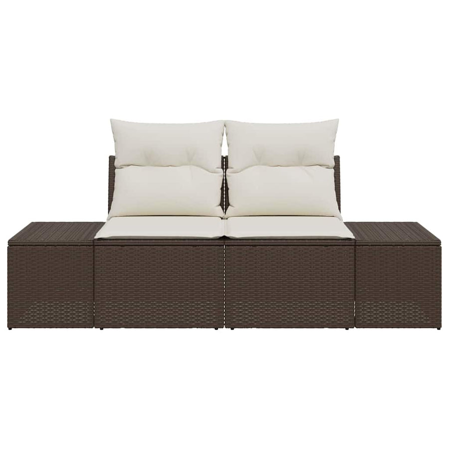 Tuinbank met kussen Bruin 184 x 62 x 69 cm poly rattan