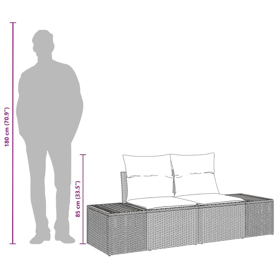 Tuinbank met kussen 184 x 62 x 69 cm poly rattan