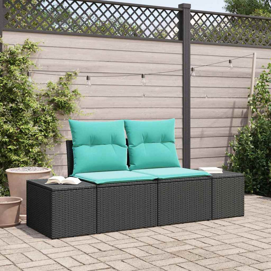 Tuinbank met kussen 184 x 62 x 69 cm poly rattan