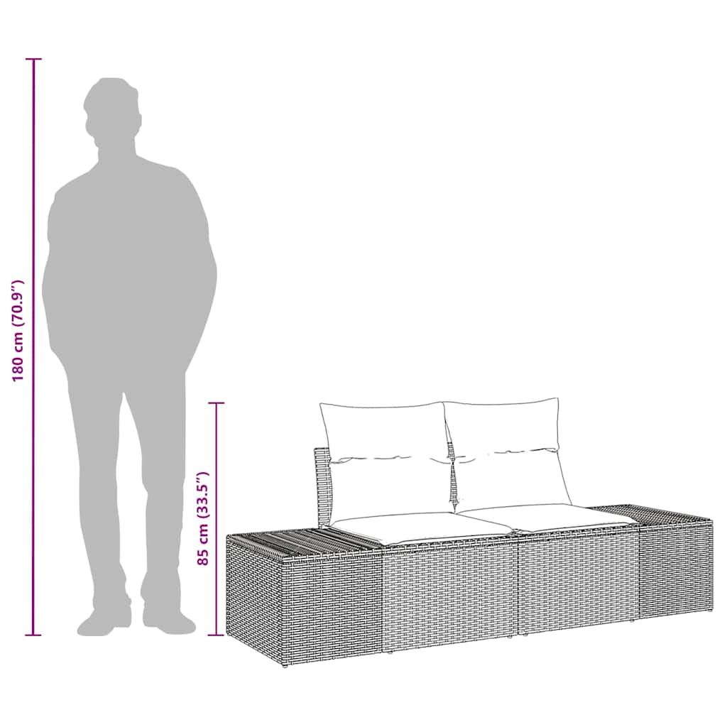 Tuinbank met kussen met opslag 184 x 62 x 69 cm poly rattan