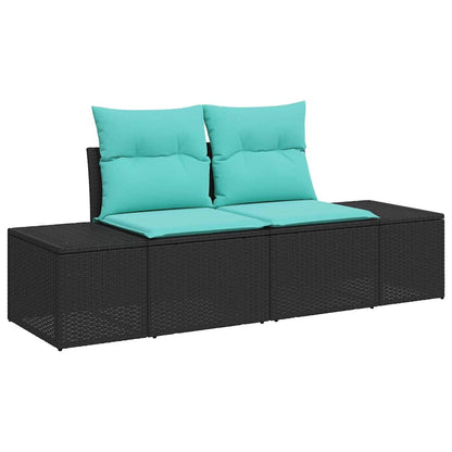 Tuinbank met kussen met opslag 184 x 62 x 69 cm poly rattan