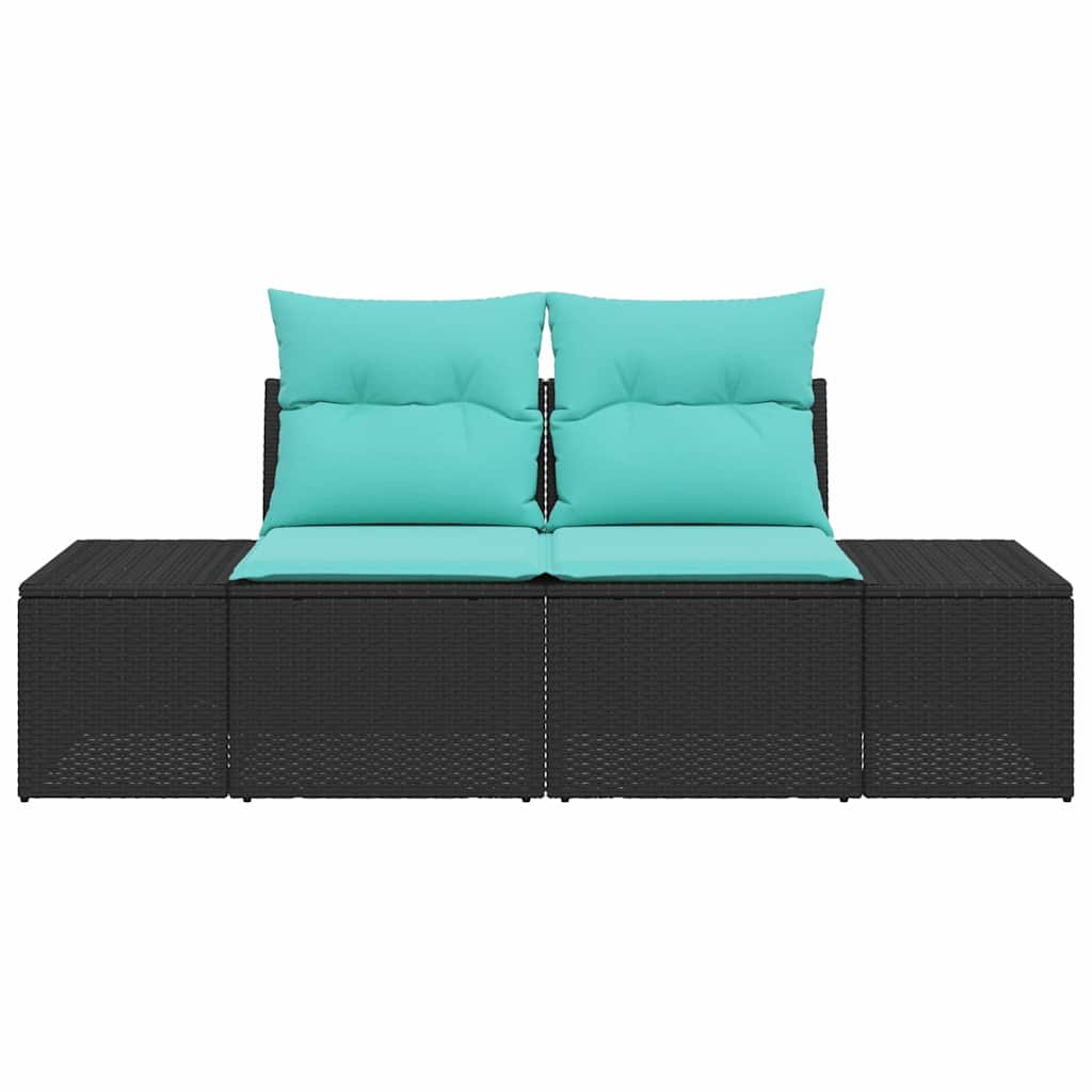 Tuinbank met kussen met opslag 184 x 62 x 69 cm poly rattan
