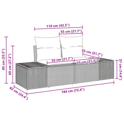 Tuinbank met kussen met opslag 184 x 62 x 69 cm poly rattan