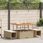 Tuin eettafelset poly rattan acaciahout 100x100x79 cm