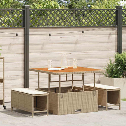 Tuin eettafelset Beige poly rattan