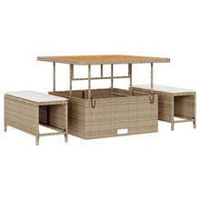 Tuin eettafelset Beige poly rattan