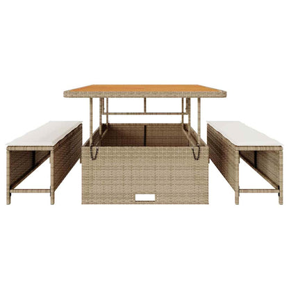 Tuin eettafelset Beige poly rattan