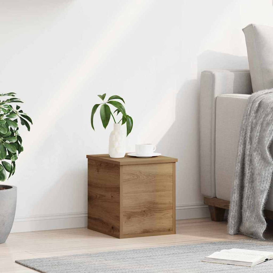 Opslagdoos artisanaal eikenkleurig 30 x 35 x 35 cm Bewerkt hout