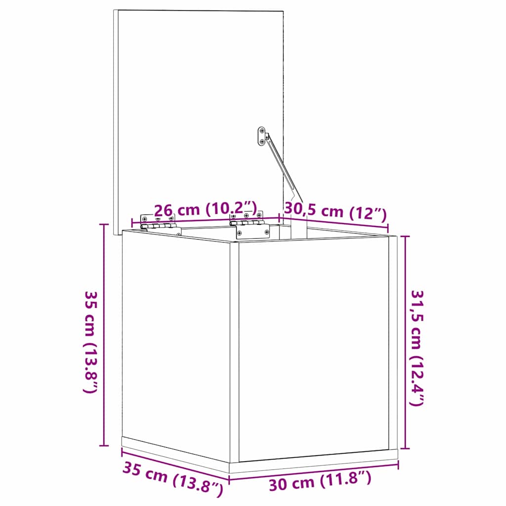 Opslagdoos artisanaal eikenkleurig 30 x 35 x 35 cm Bewerkt hout