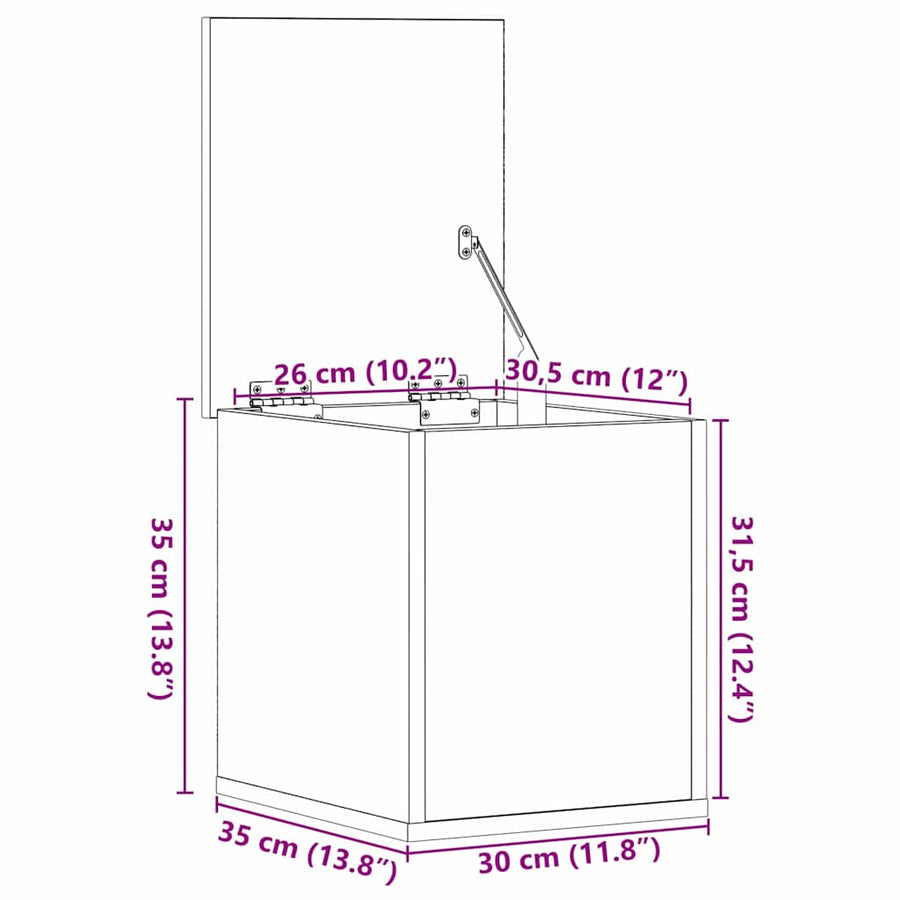 Opslagdoos artisanaal eikenkleurig 30 x 35 x 35 cm Bewerkt hout