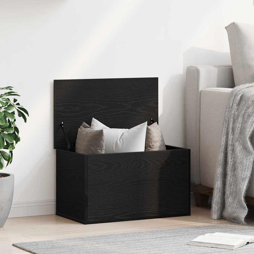 Opslagdoos met opslag Zwart eiken 60 x 35 x 35 cm Bewerkt hout