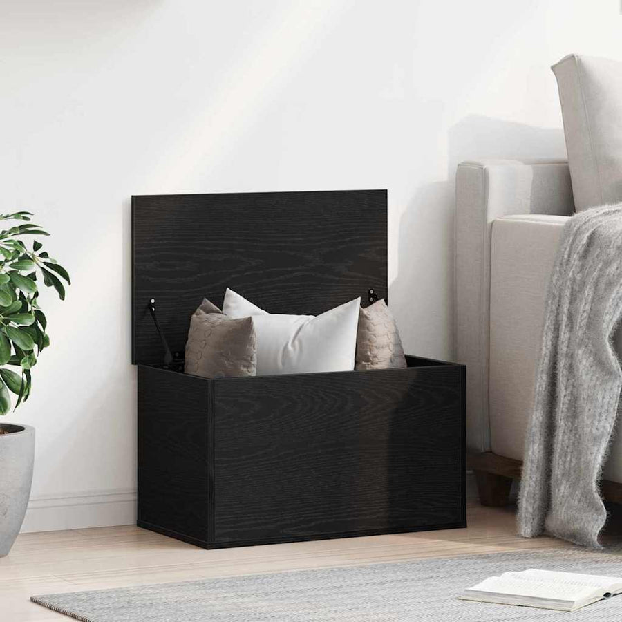 Opslagdoos met opslag Zwart eiken 60 x 35 x 35 cm Bewerkt hout
