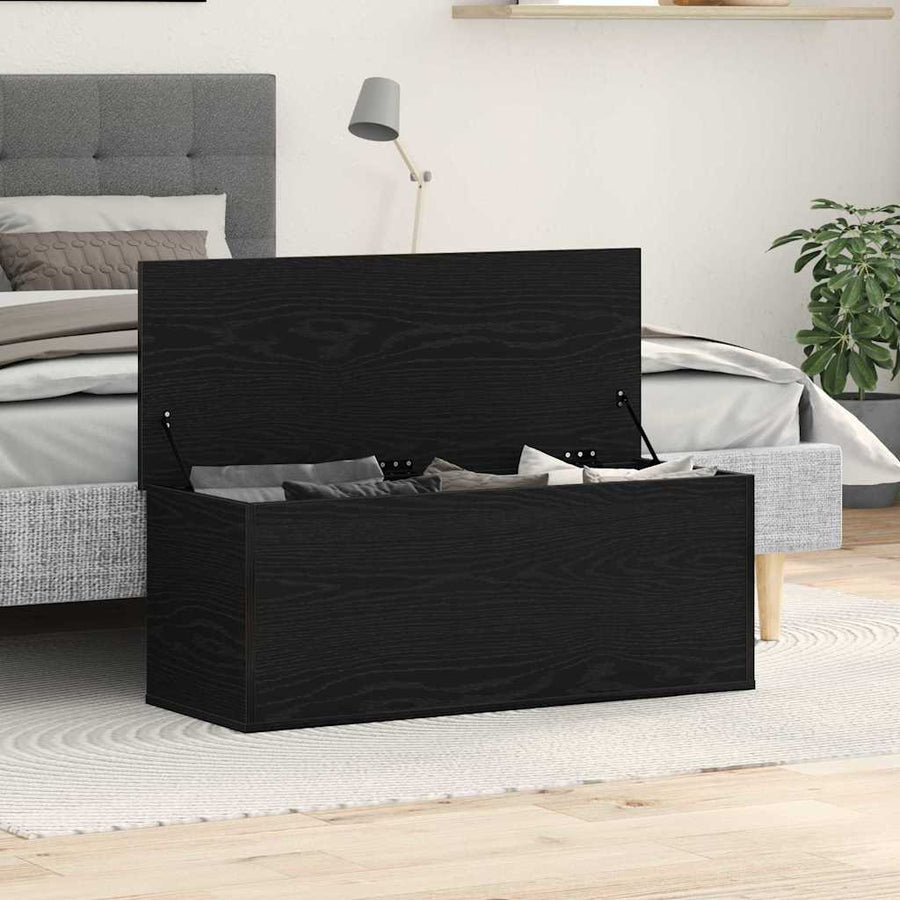 Opslagdoos met opslag Zwart eiken 102 x 35 x 35 cm Bewerkt hout