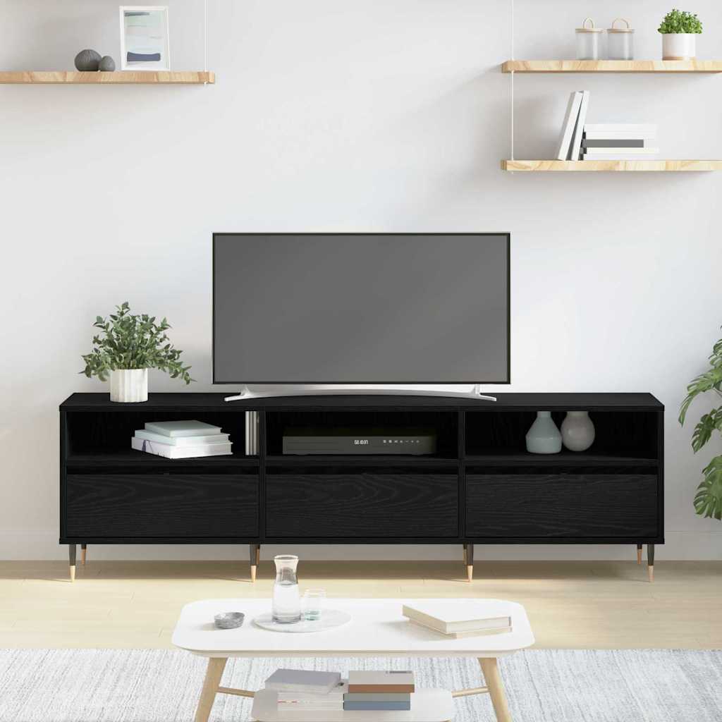 TV-kast Zwart Eiken 150 x 30 x 45 cm Bewerkt hout