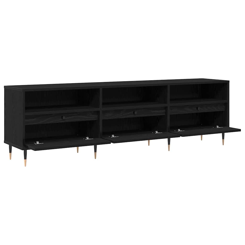 TV-kast Zwart Eiken 150 x 30 x 45 cm Bewerkt hout