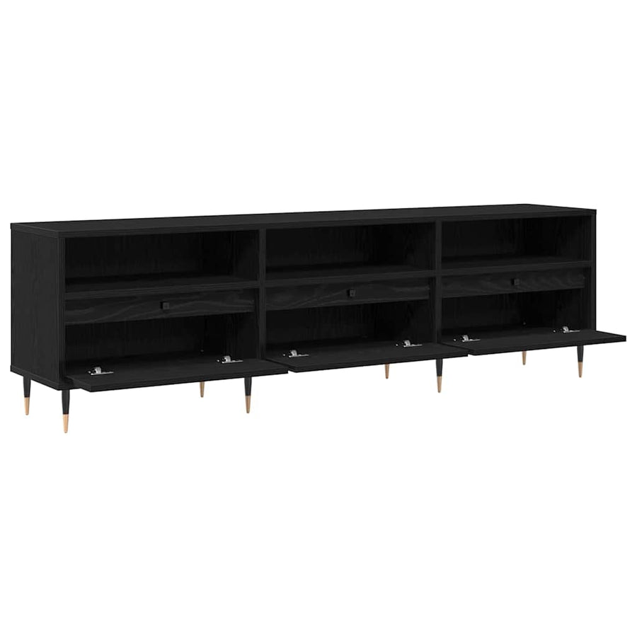 TV-kast Zwart Eiken 150 x 30 x 45 cm Bewerkt hout