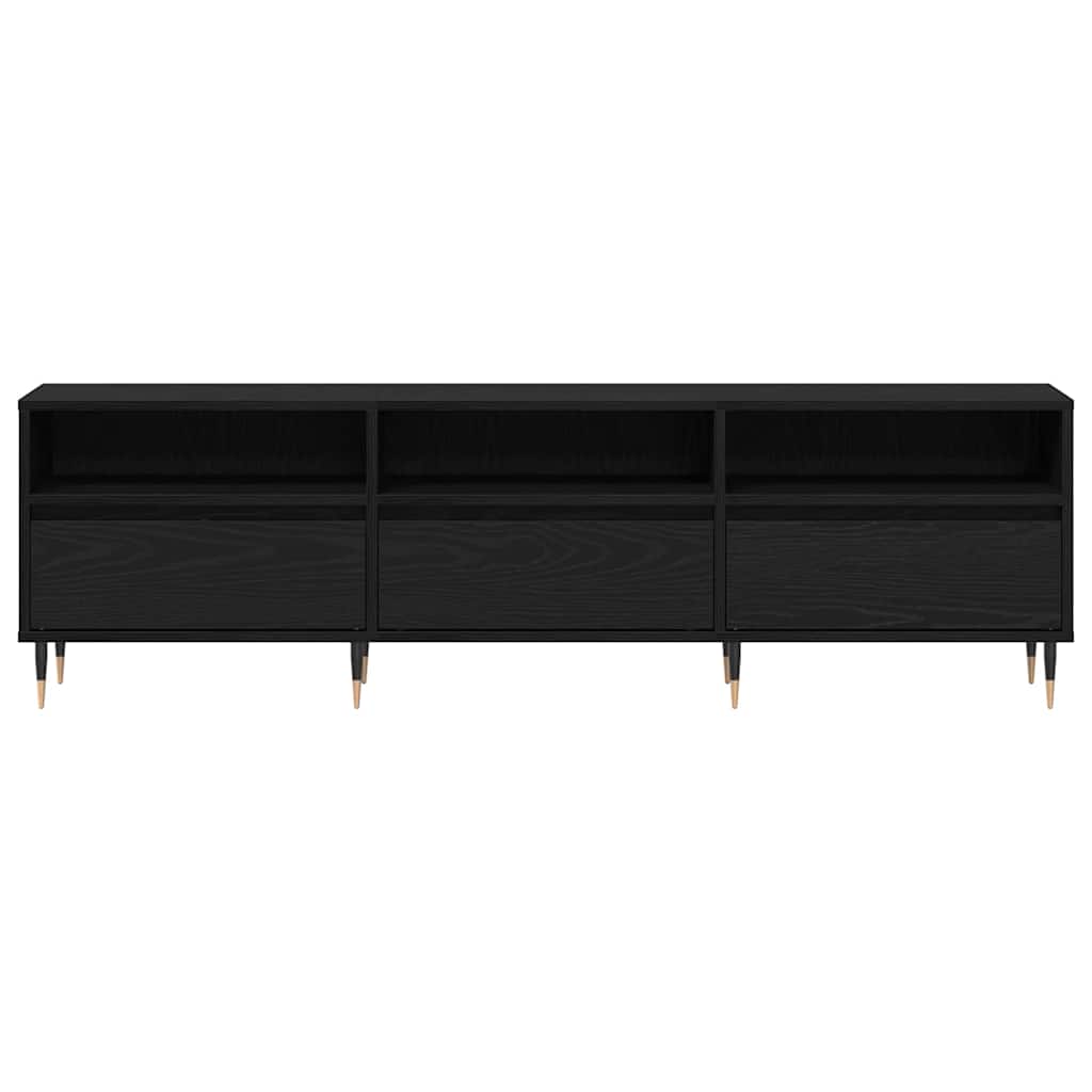 TV-kast Zwart Eiken 150 x 30 x 45 cm Bewerkt hout
