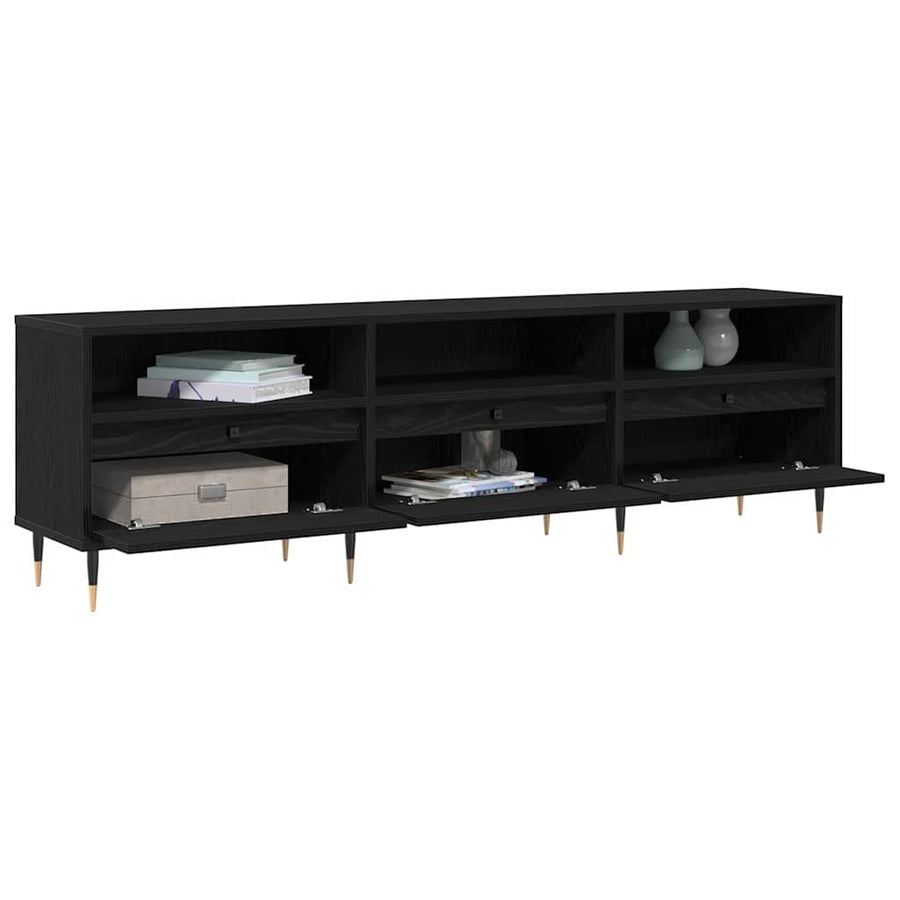 TV-kast Zwart Eiken 150 x 30 x 45 cm Bewerkt hout