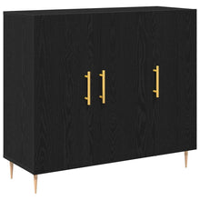 Dressoir Zwart Eiken 90 x 34 x 80 cm Bewerkt hout