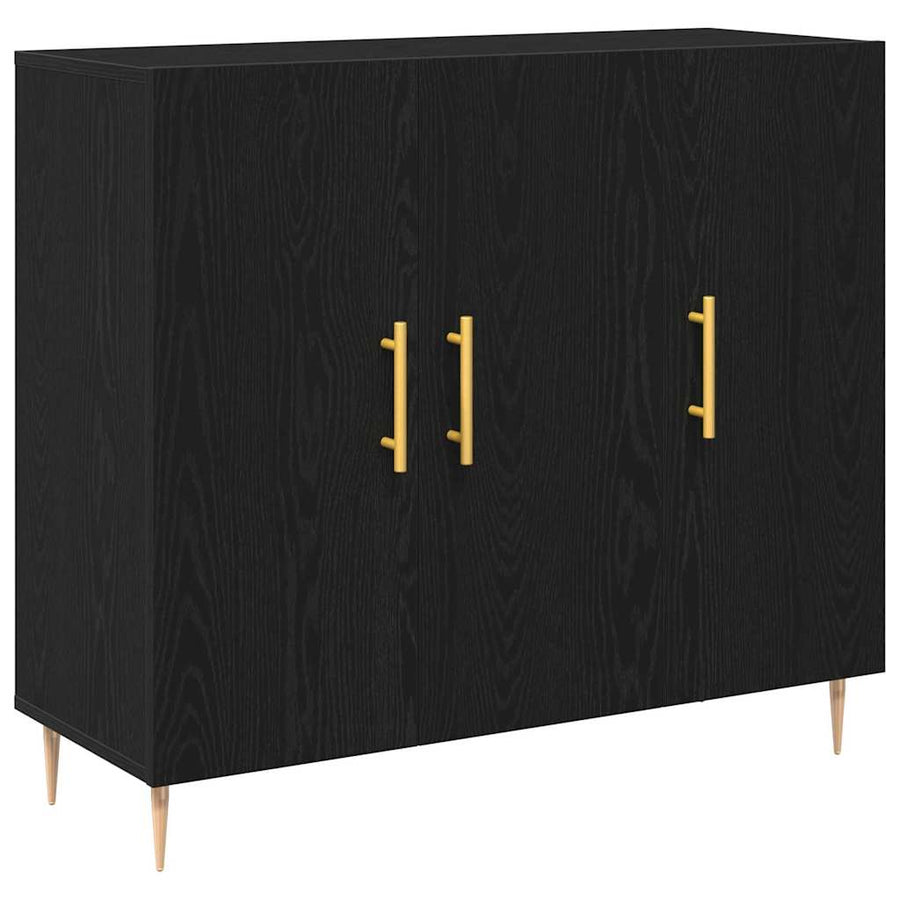 Dressoir Zwart Eiken 90 x 34 x 80 cm Bewerkt hout