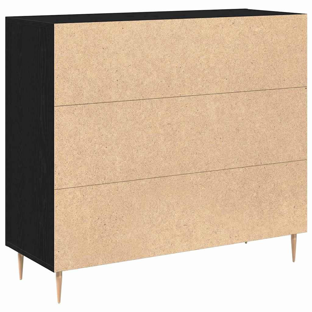 Dressoir Zwart Eiken 90 x 34 x 80 cm Bewerkt hout