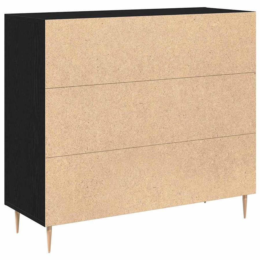 Dressoir Zwart Eiken 90 x 34 x 80 cm Bewerkt hout