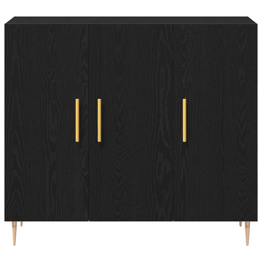 Dressoir Zwart Eiken 90 x 34 x 80 cm Bewerkt hout