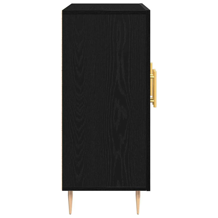 Dressoir Zwart Eiken 90 x 34 x 80 cm Bewerkt hout