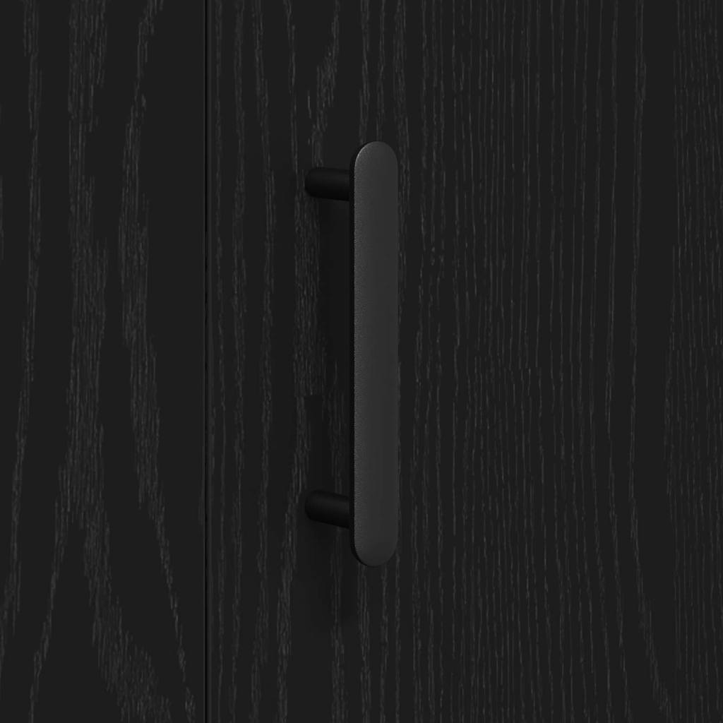 Dressoir Zwart Eiken 90 x 34 x 80 cm Bewerkt hout