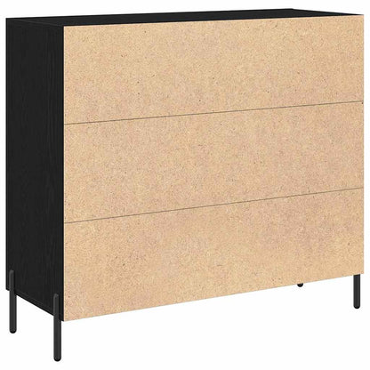 Dressoir Zwart Eiken 90 x 34 x 80 cm Bewerkt hout