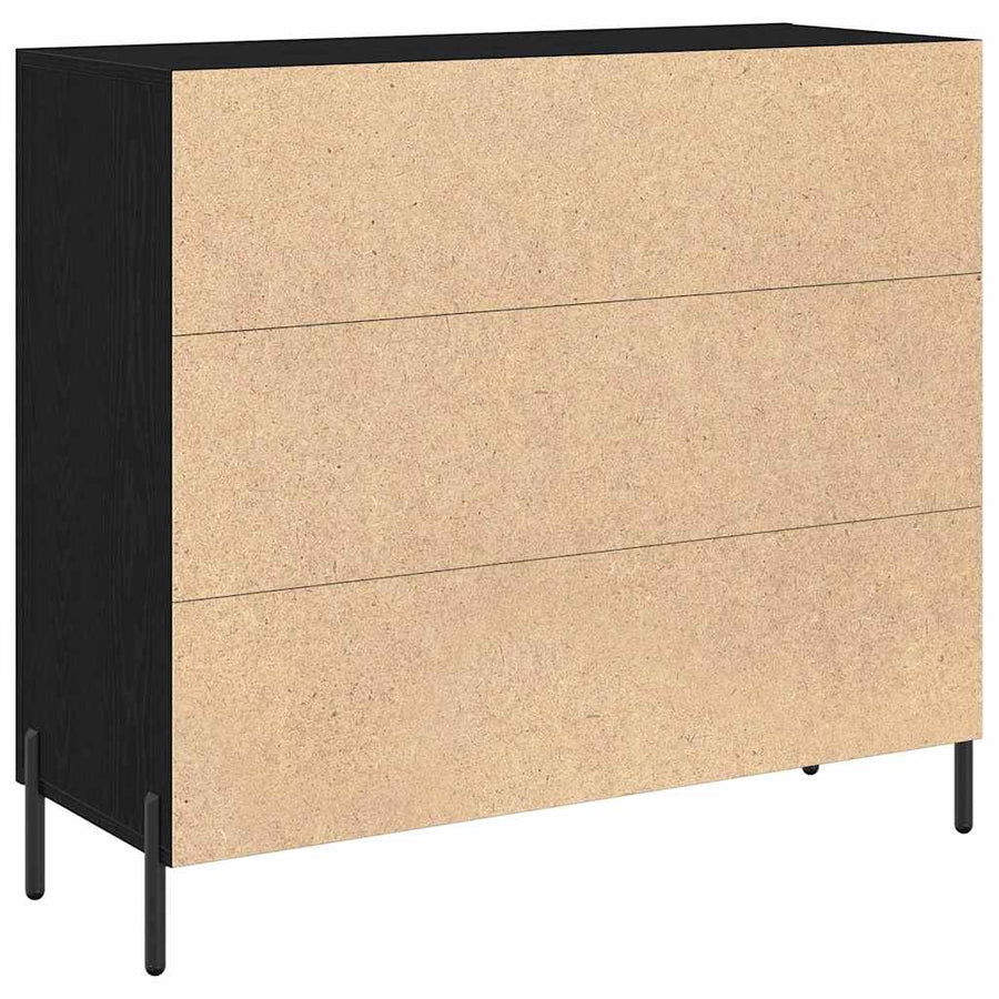 Dressoir Zwart Eiken 90 x 34 x 80 cm Bewerkt hout