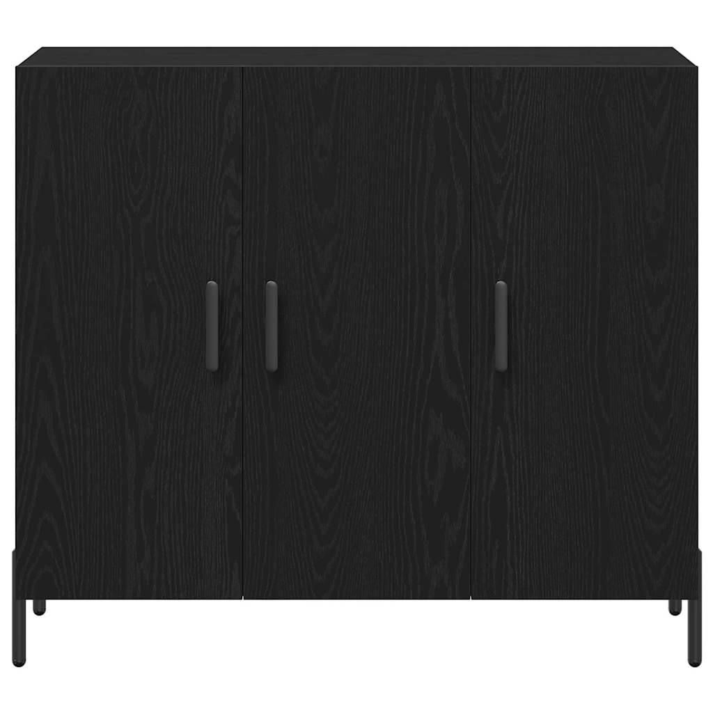 Dressoir Zwart Eiken 90 x 34 x 80 cm Bewerkt hout