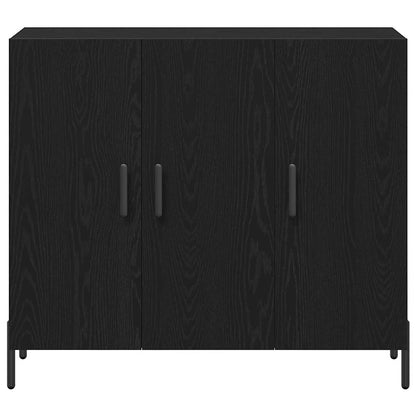 Dressoir Zwart Eiken 90 x 34 x 80 cm Bewerkt hout