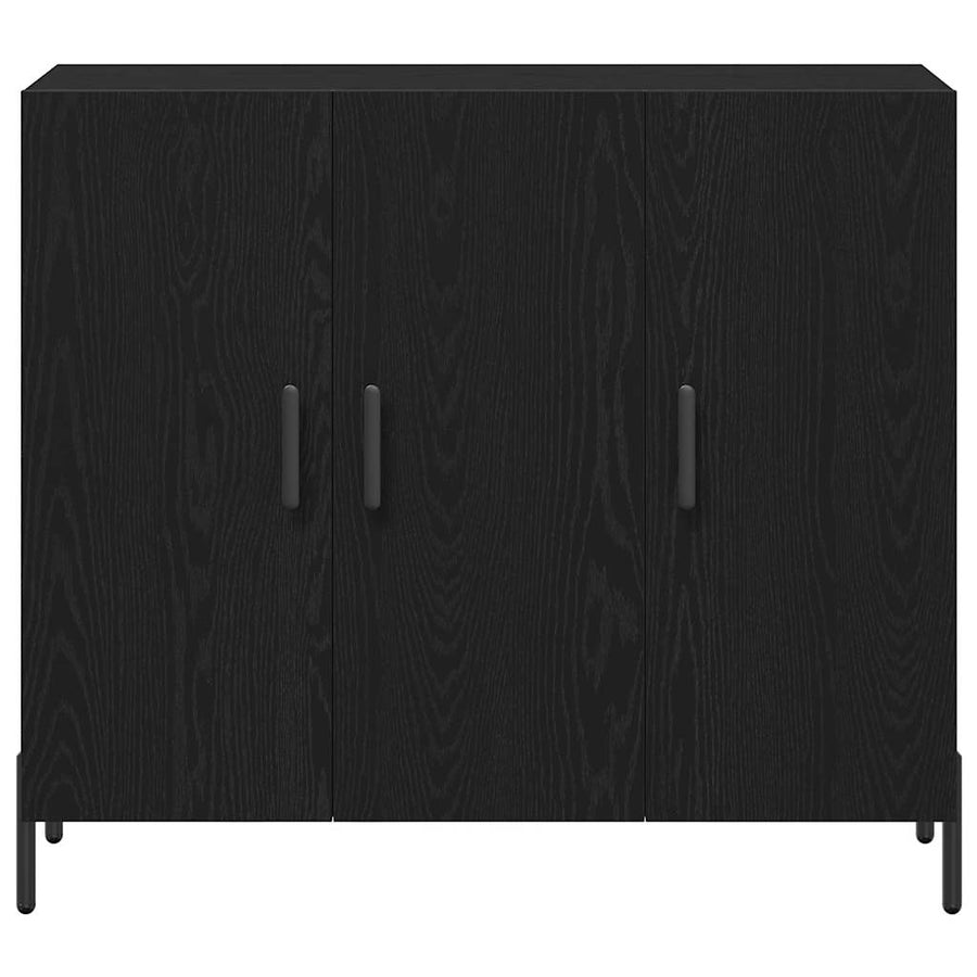 Dressoir Zwart Eiken 90 x 34 x 80 cm Bewerkt hout
