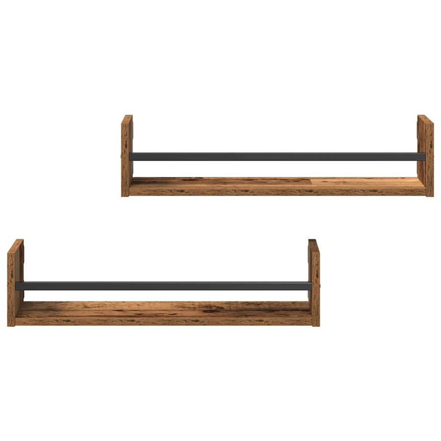 Wandplank Wandgemonteerd 2 pcs Oudhout 60 x 16 x 14 cm