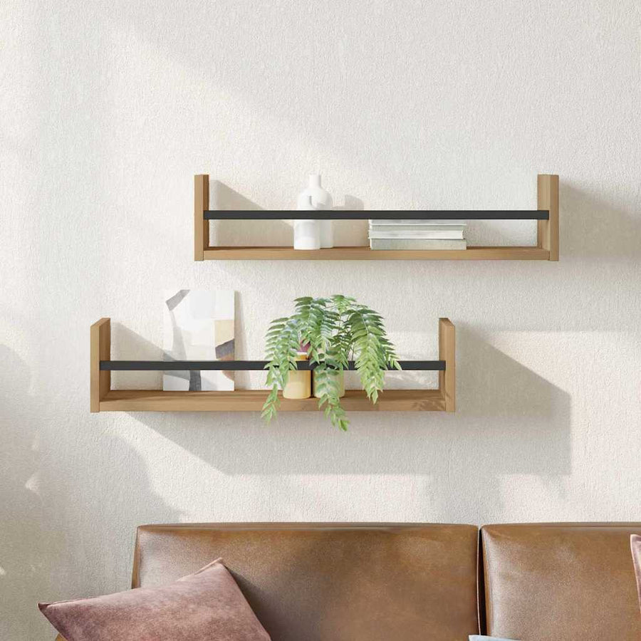 Wandplank Wandgemonteerd 2 pcs Artisan Eiken 60 x 16 x 14 cm