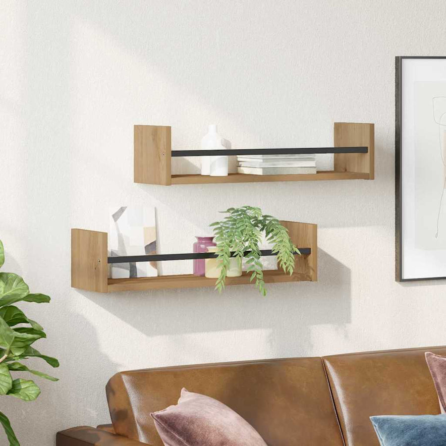 Wandplank Wandgemonteerd 2 pcs Artisan Eiken 60 x 16 x 14 cm
