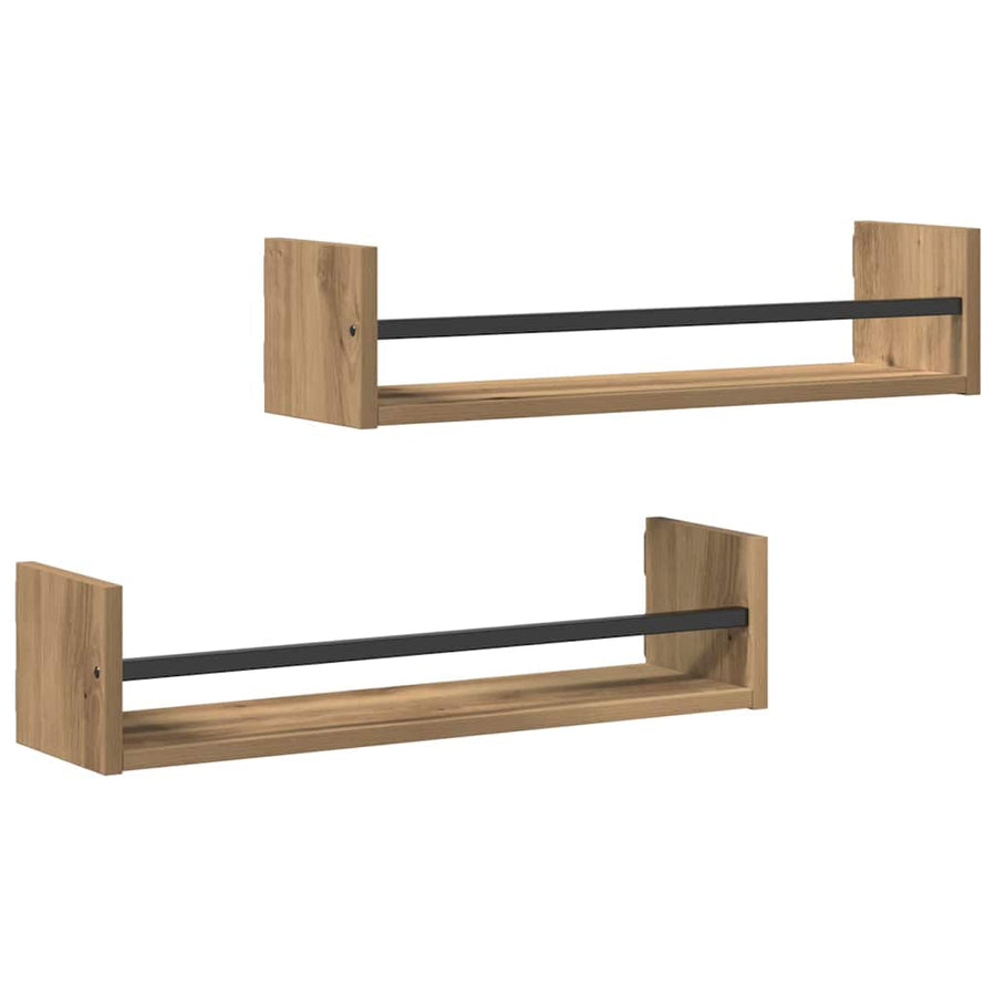 Wandplank Wandgemonteerd 2 pcs Artisan Eiken 60 x 16 x 14 cm