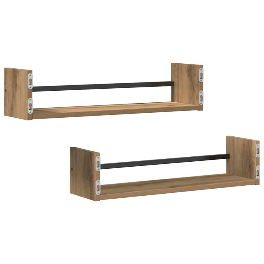 Wandplank Wandgemonteerd 2 pcs Artisan Eiken 60 x 16 x 14 cm