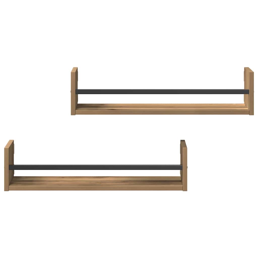 Wandplank Wandgemonteerd 2 pcs Artisan Eiken 60 x 16 x 14 cm