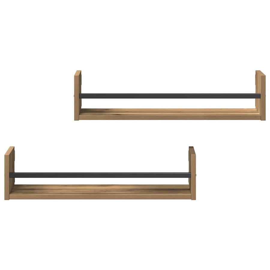 Wandplank Wandgemonteerd 2 pcs Artisan Eiken 60 x 16 x 14 cm