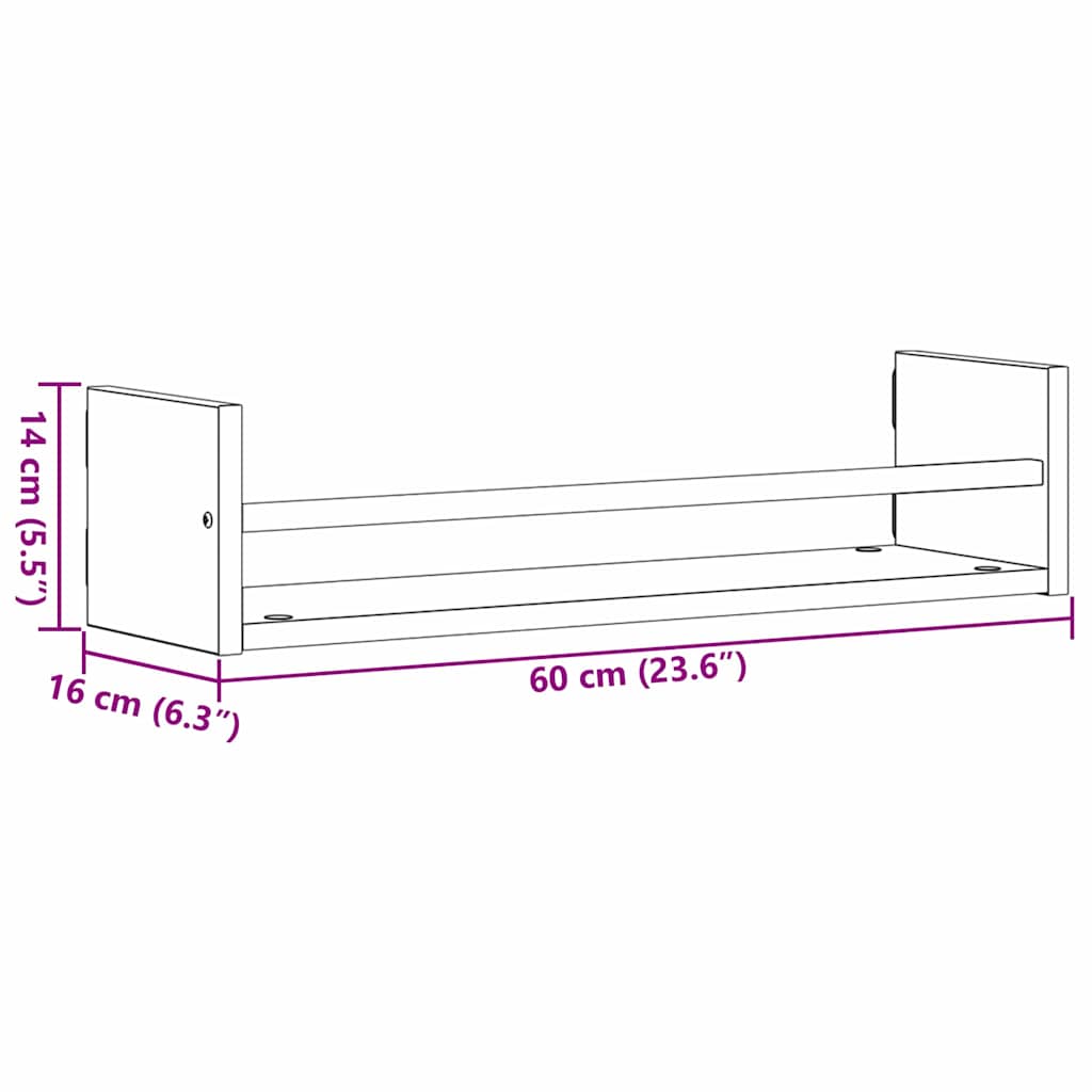 Wandplank Wandgemonteerd 2 pcs Artisan Eiken 60 x 16 x 14 cm