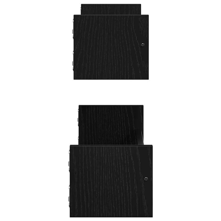 Wandplank Wandgemonteerd 2 pcs Zwart Eiken 60 x 16 x 14 cm