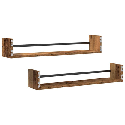 Wandplank Wandgemonteerd 2 pcs Oudhout 80 x 16 x 14 cm