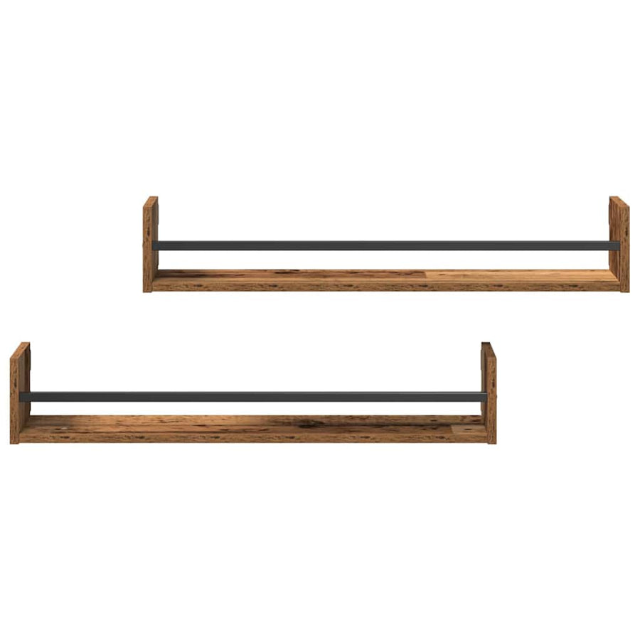 Wandplank Wandgemonteerd 2 pcs Oudhout 80 x 16 x 14 cm