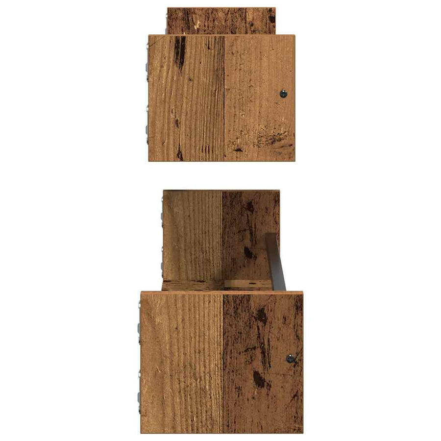 Wandplank Wandgemonteerd 2 pcs Oudhout 80 x 16 x 14 cm