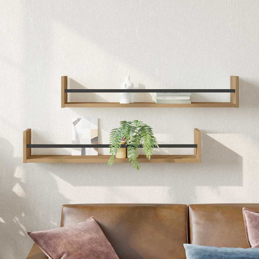 Wandplank Wandgemonteerd 2 pcs Artisan Eiken 80 x 16 x 14 cm