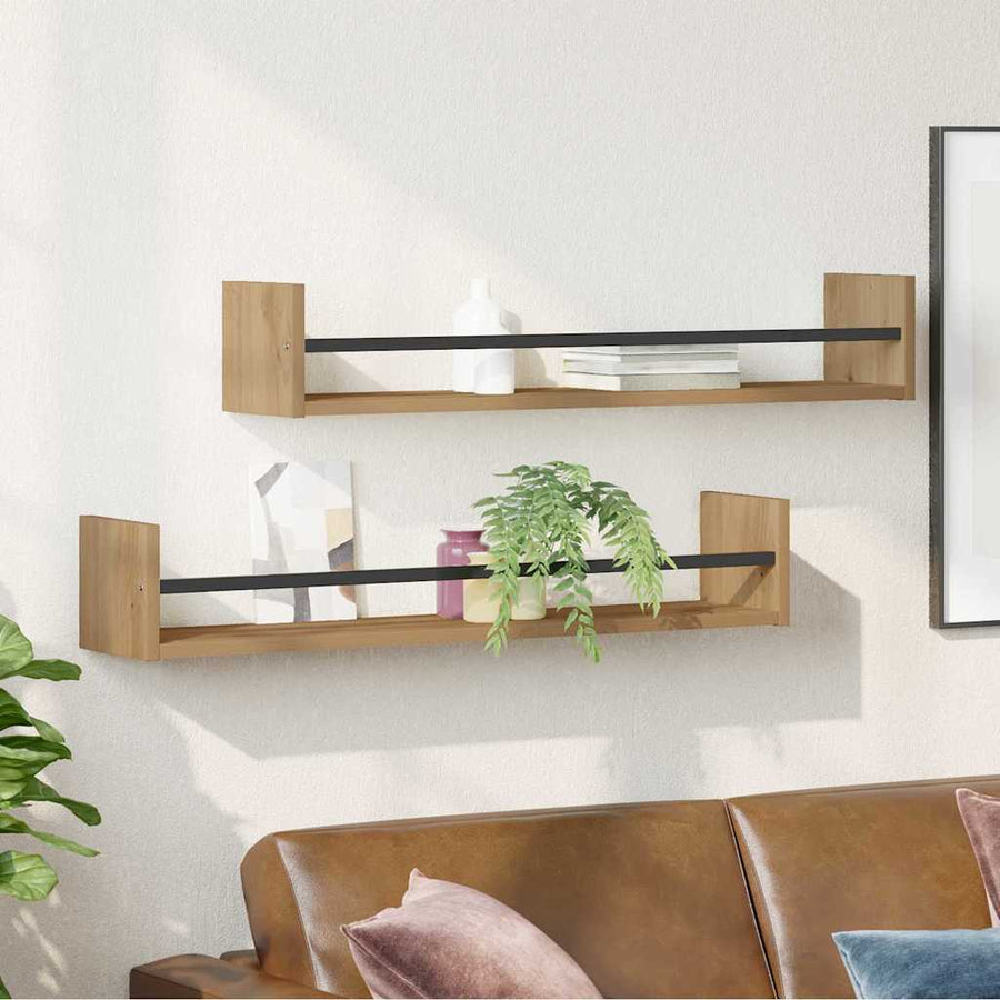 Wandplank Wandgemonteerd 2 pcs Artisan Eiken 80 x 16 x 14 cm