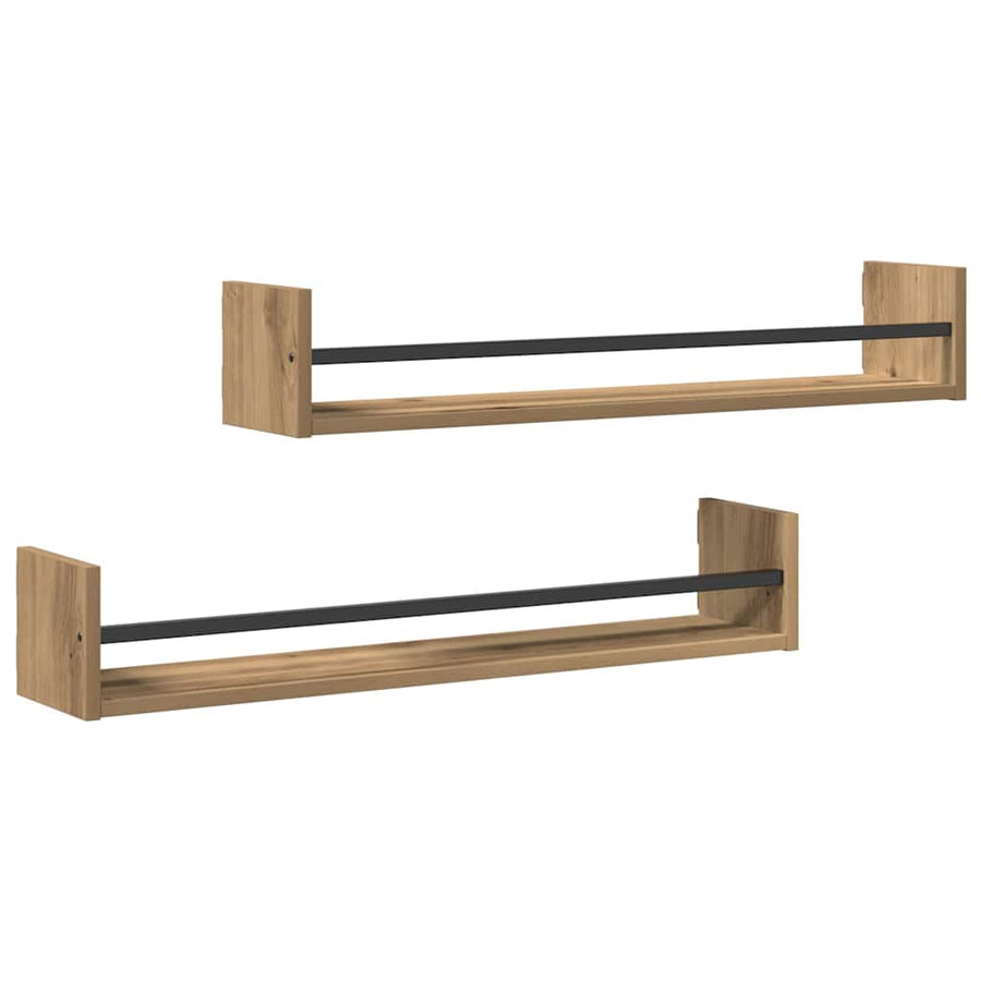 Wandplank Wandgemonteerd 2 pcs Artisan Eiken 80 x 16 x 14 cm