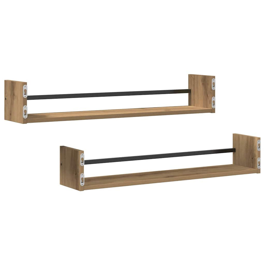 Wandplank Wandgemonteerd 2 pcs Artisan Eiken 80 x 16 x 14 cm